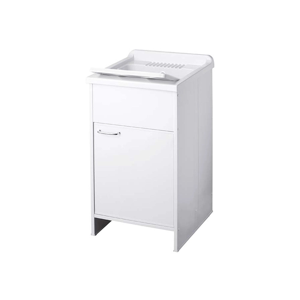 Mobile lavatoio in kit per esterni 50x50 cm in PVC bianco - vasca e asse in PP, sifone e troppopieno | Junior