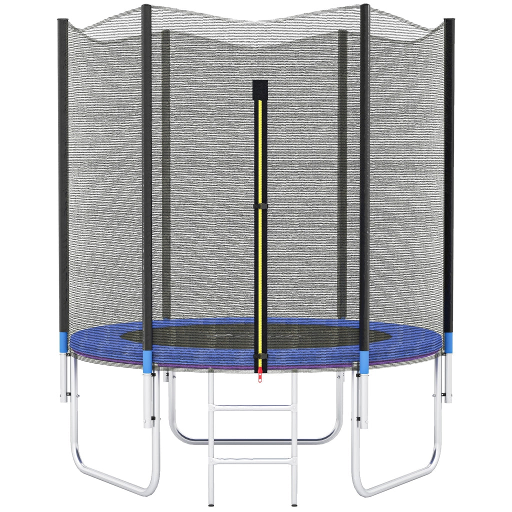 Trampolino Elastico con Scaletta e Rete di Sicurezza. in Acciaio e Plastica. ?180x200 cm. Blu