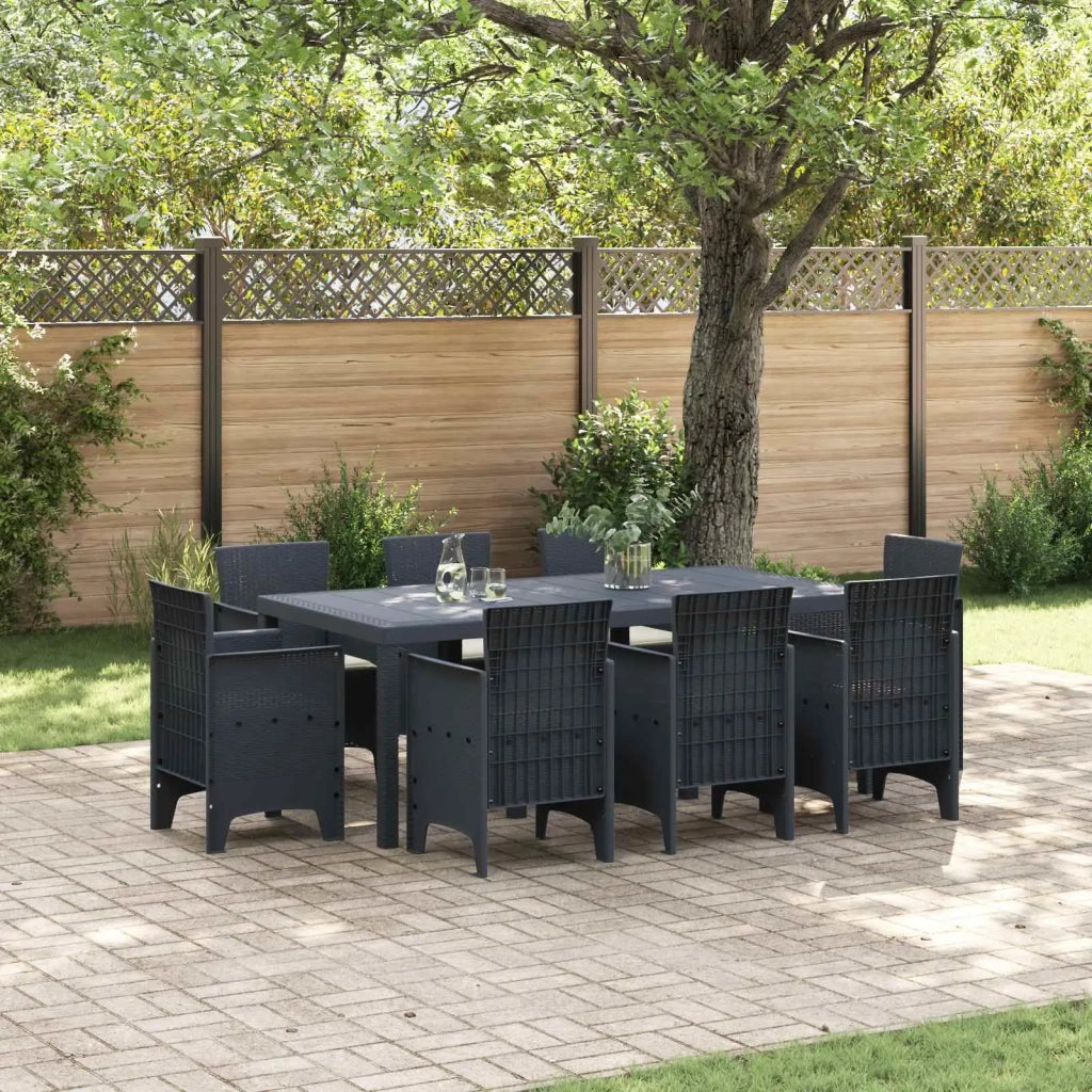 Set da Pranzo per Giardino 9 pcs Antracite Polipropilene