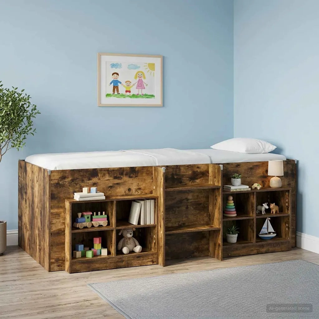 Letto Alto per Bambini | Letto Infantile | Lettino 2 pcs Rovere Fumo 193 x 96,1 x 68,5 cm