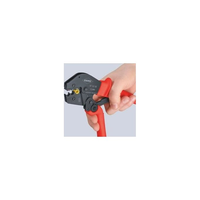 Knipex 97 52 06 Pinza Crimpatrice con Leva Moltiplica Forza per Cavi 0,5-6 mm² 20-10 AWG Acciaio al Cromo Vanadio colore Nero Rosso