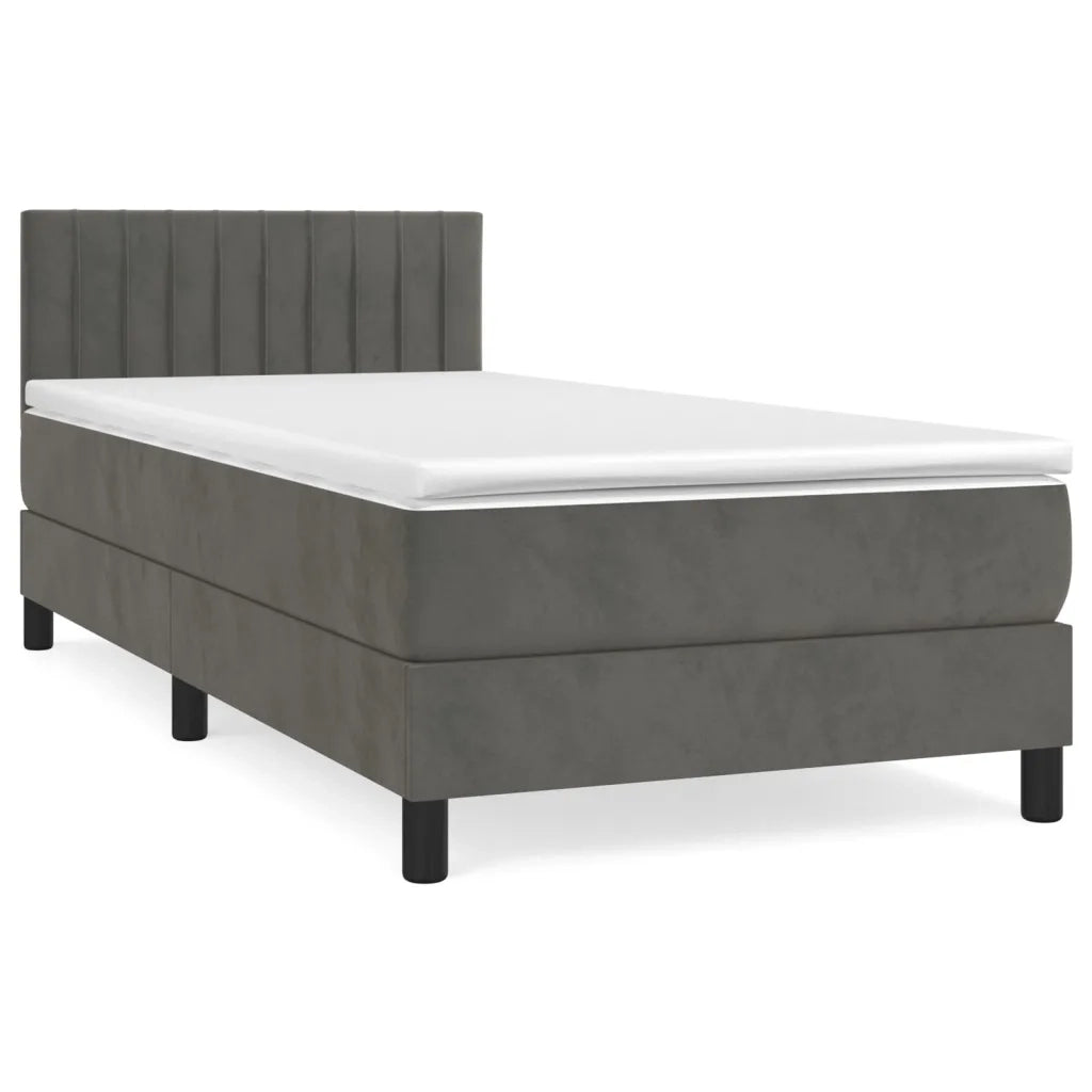 Giroletto a Molle con Materasso-Struttura Letto Grigio Scuro 100x200 cm Velluto 883702