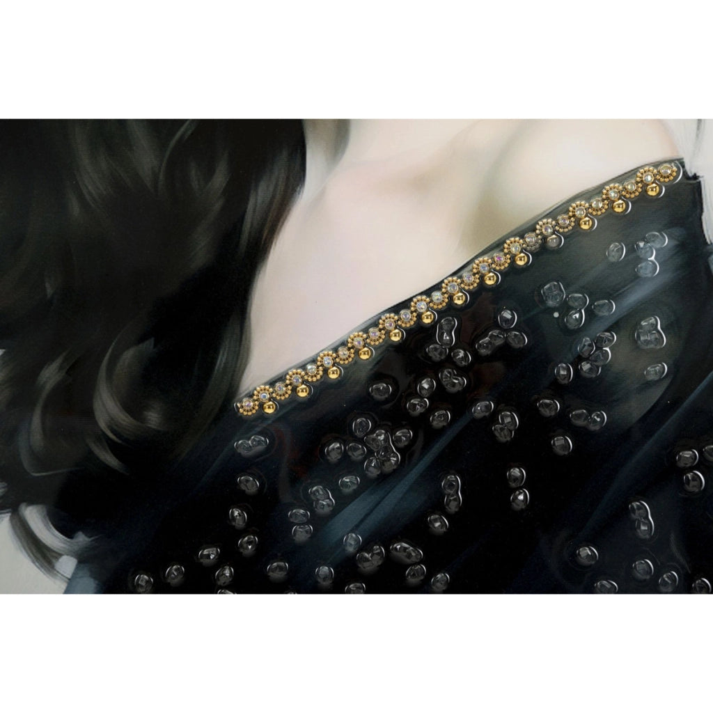 Dipinto su tela Dori A dama con cappello nero, 62x92 cm