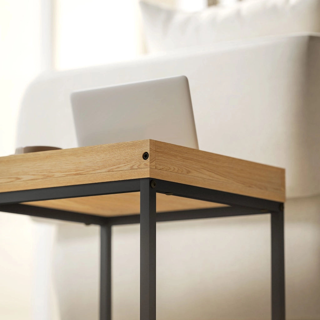 Set 2 Tavolini con Gambe a U Impilabili in Legno e Acciaio