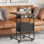 Tavolino con Ruote-Tavolino da soggiorno-Tavolo Nero 55x36x63,5 cm in Legno Multistrato 577989