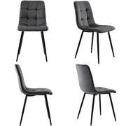 Set di 4 sedie da pranzo con schienale ergonomico e seduta imbottita con gambe in metallo in velluto grigio