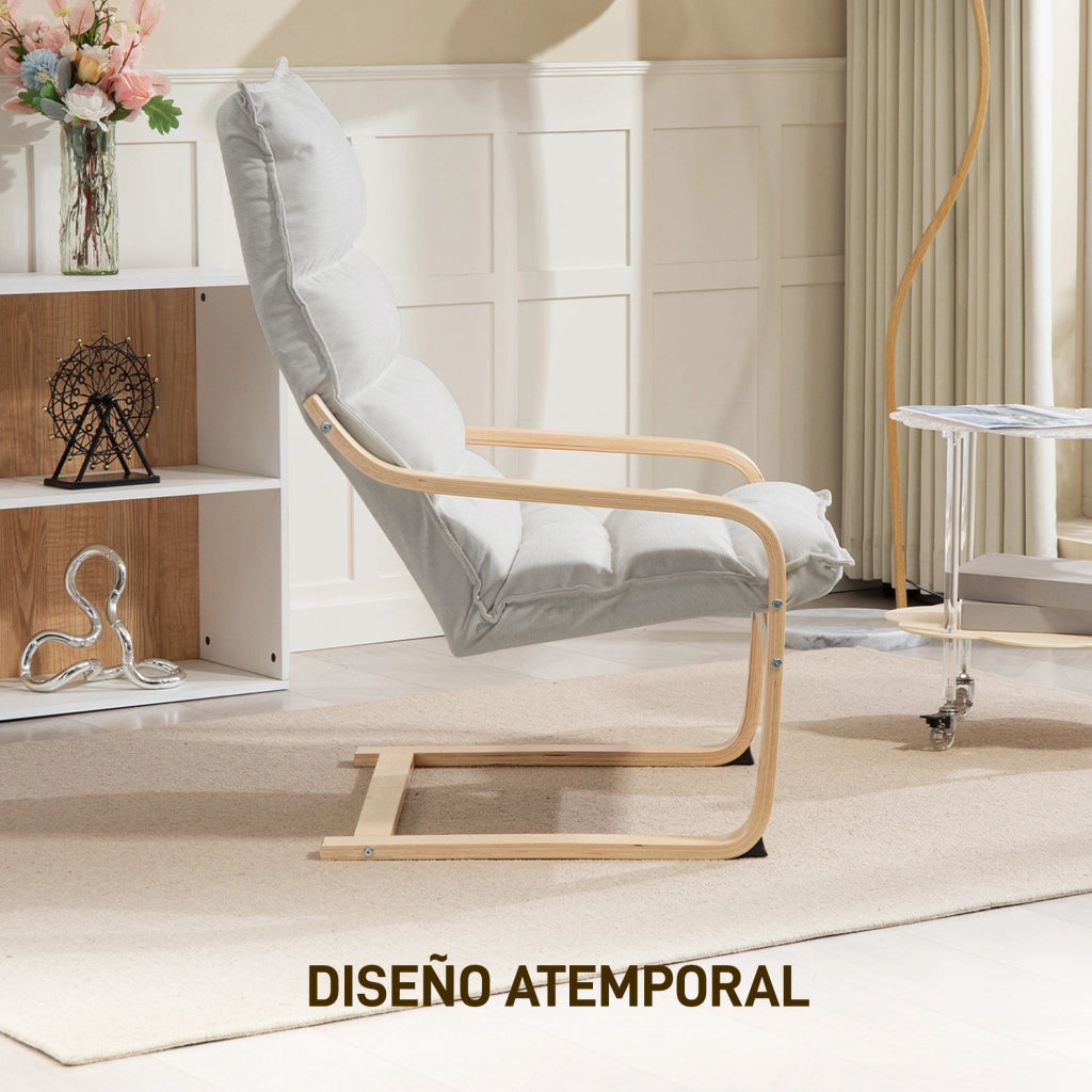 Poltrona Moderna con Schienale Alto Imbottito ¨C zephmum ¨C Terciopelo Crema 67x83x105 cm