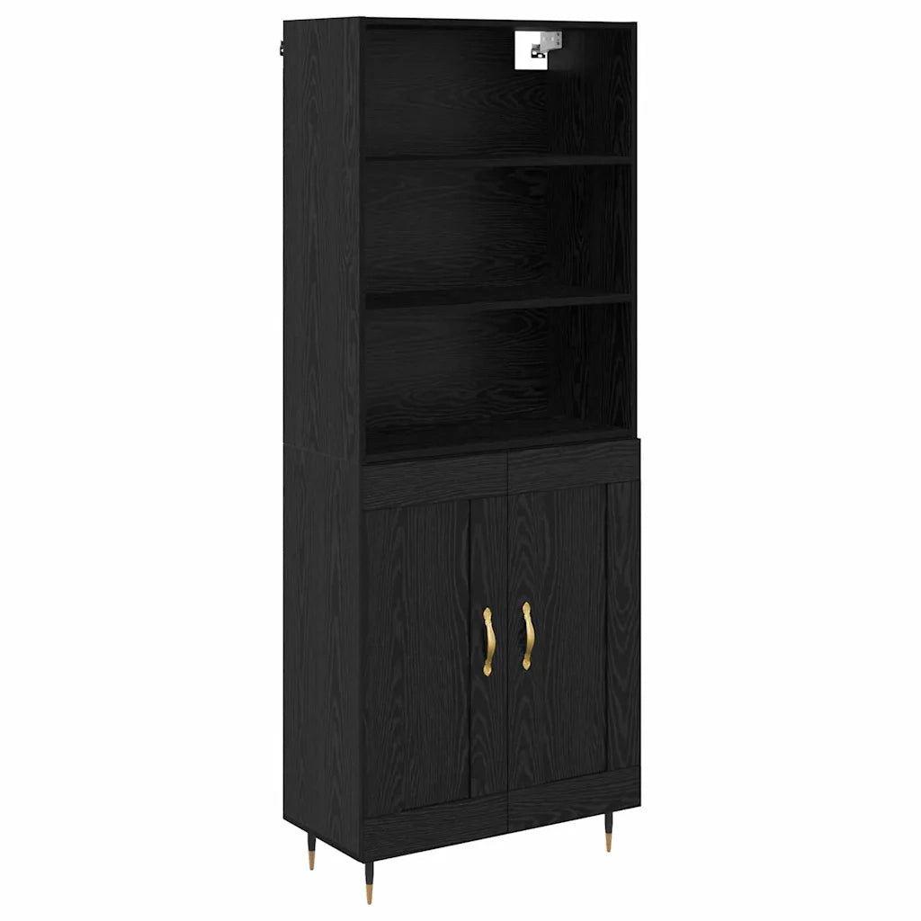 Credenza-Buffet-Armadio da cucina Rovere nero 69,5 x 34 x 180 cm Legno multistrato 528292