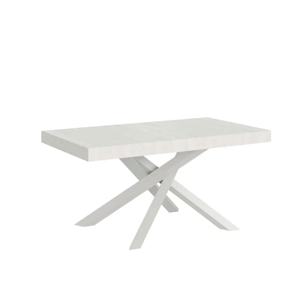 Tavolo allungabile 160/420x90 cm Volantis Premium colore bianco frassino gambe bianche
