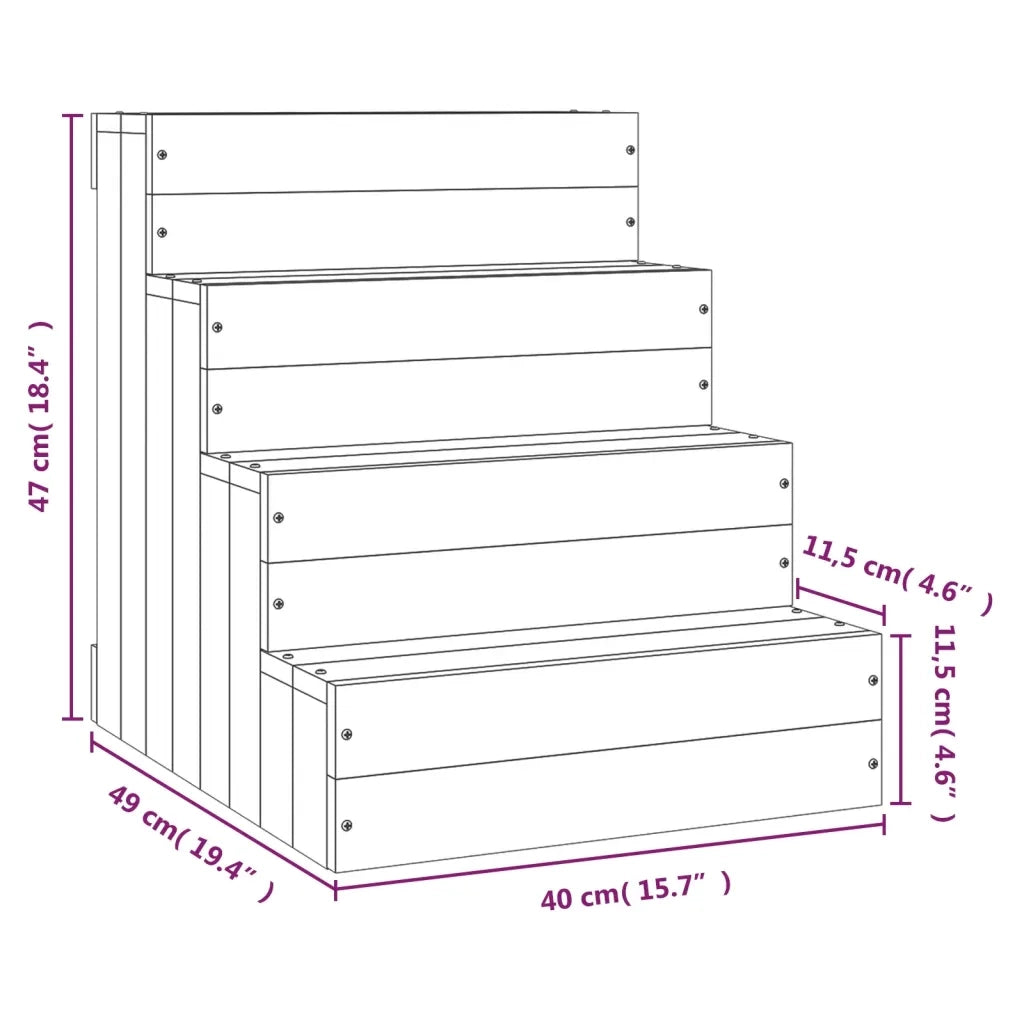 Scala per Animali Bianca 40x49x47 cm in Legno Massello di Pino CFW5414628