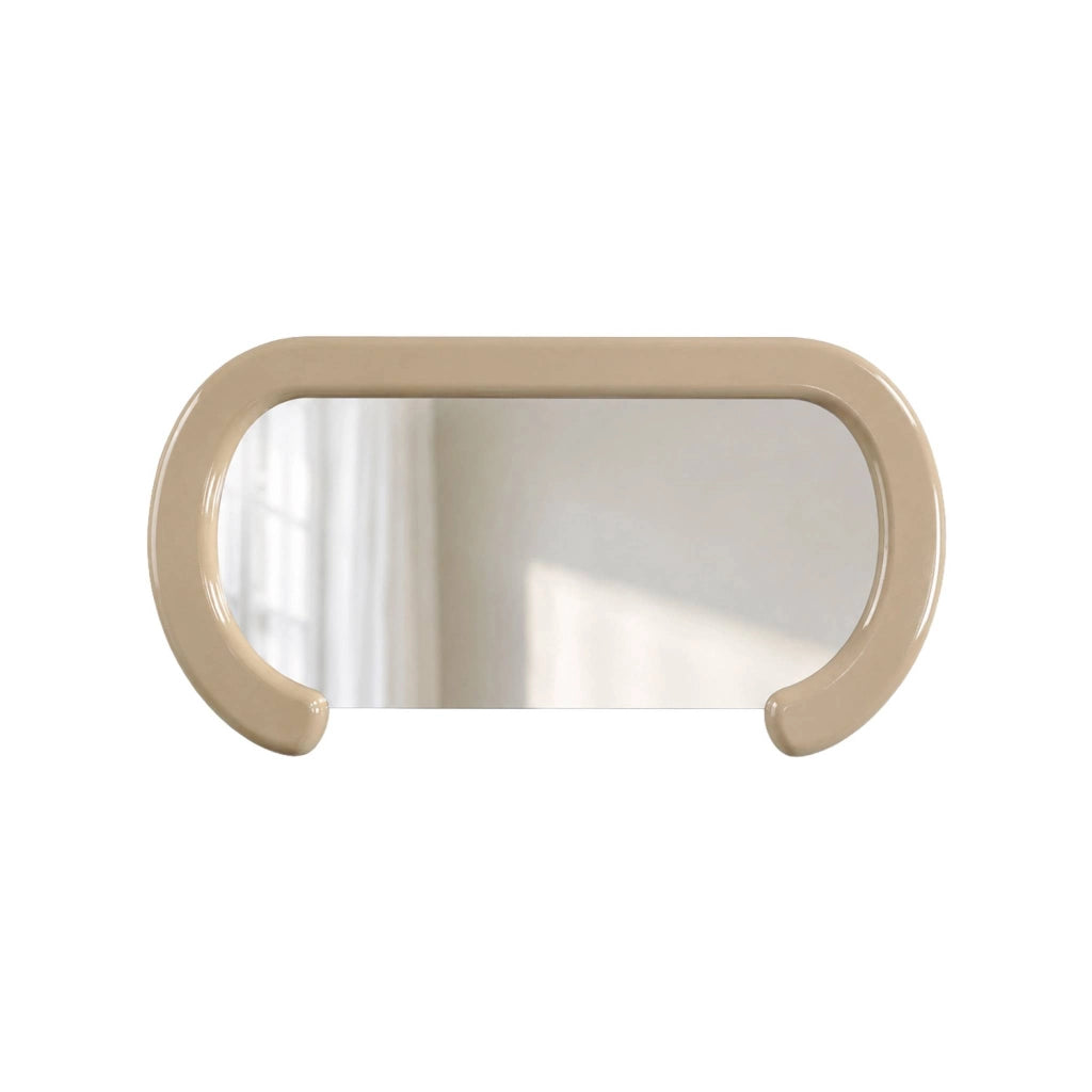 Specchio ovale decorativo in legno, 91cm, ecrù