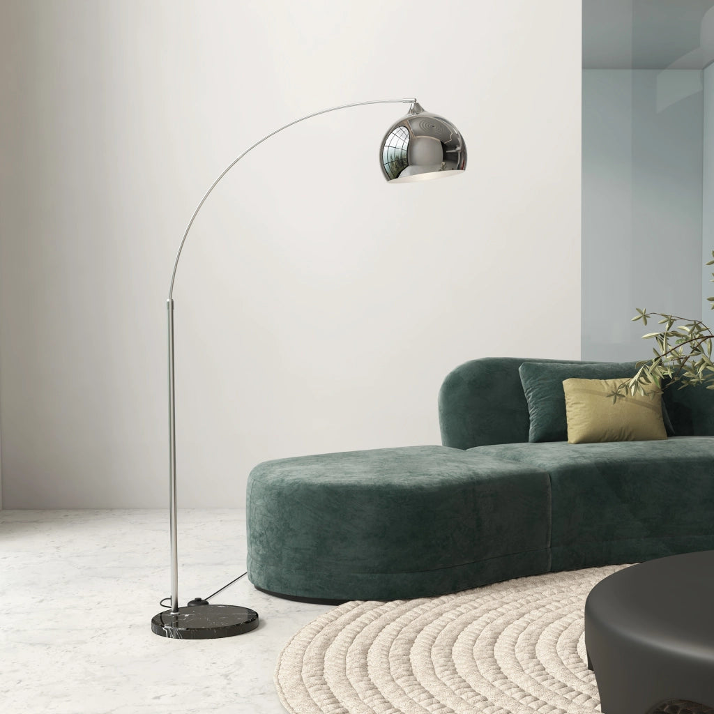 Lampada da terra ad arco regolabile ¨C Minimal ¨C nero grigio piede marmo 100-115x30x170-180 cm