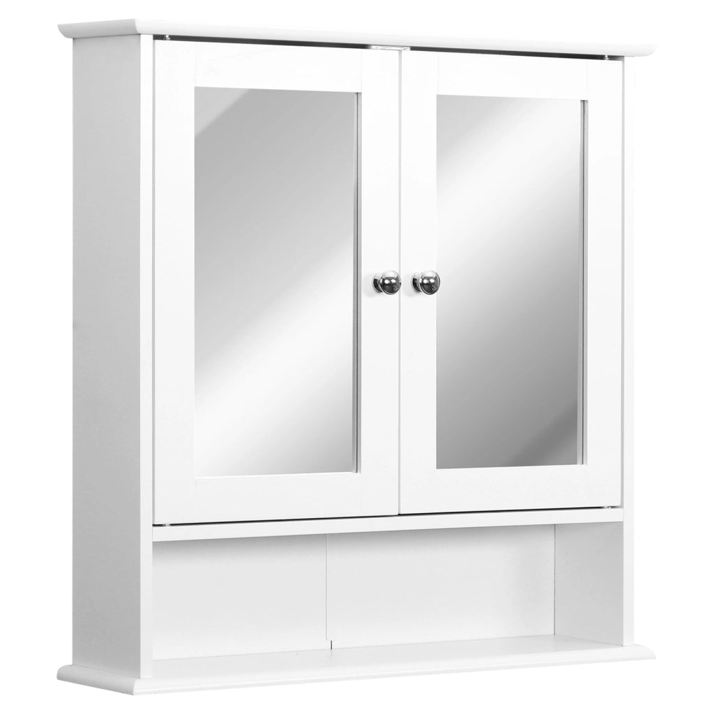 Specchio Bagno con Anta e Ripiani Regolabili ¨C Zephmum ¨C Bianco 56x13x58cm