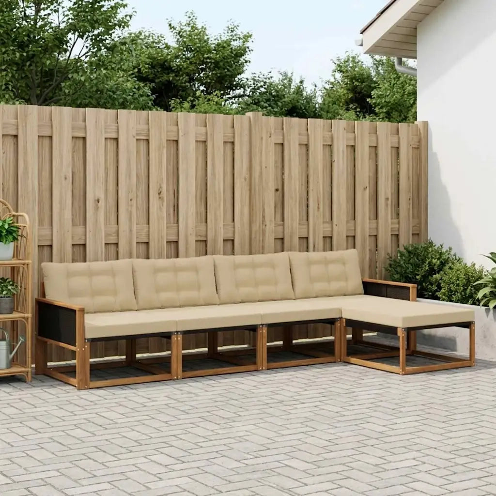 Set di divani da esterno con cuscino 5 pcs Naturale e Beige 3381353