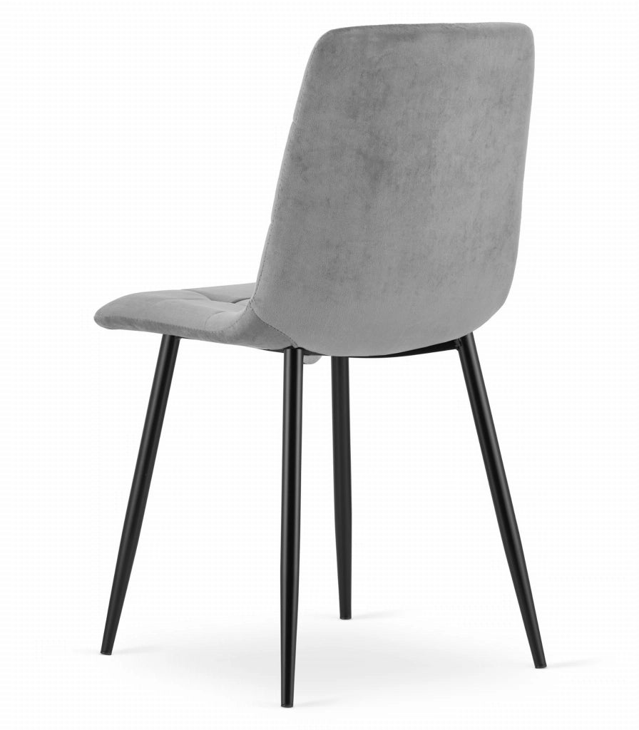 Sedia Valora PYRA in velluto grigio chiaro, design moderno x3