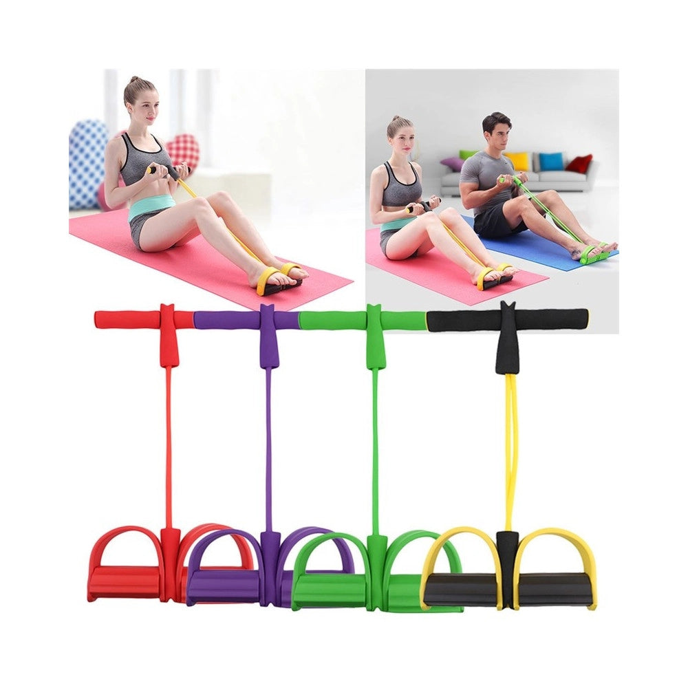 Trade Shop - Attrezzo Palestra Fitness Elastico Con Pedali Allenamento Muscoli Addominali -
