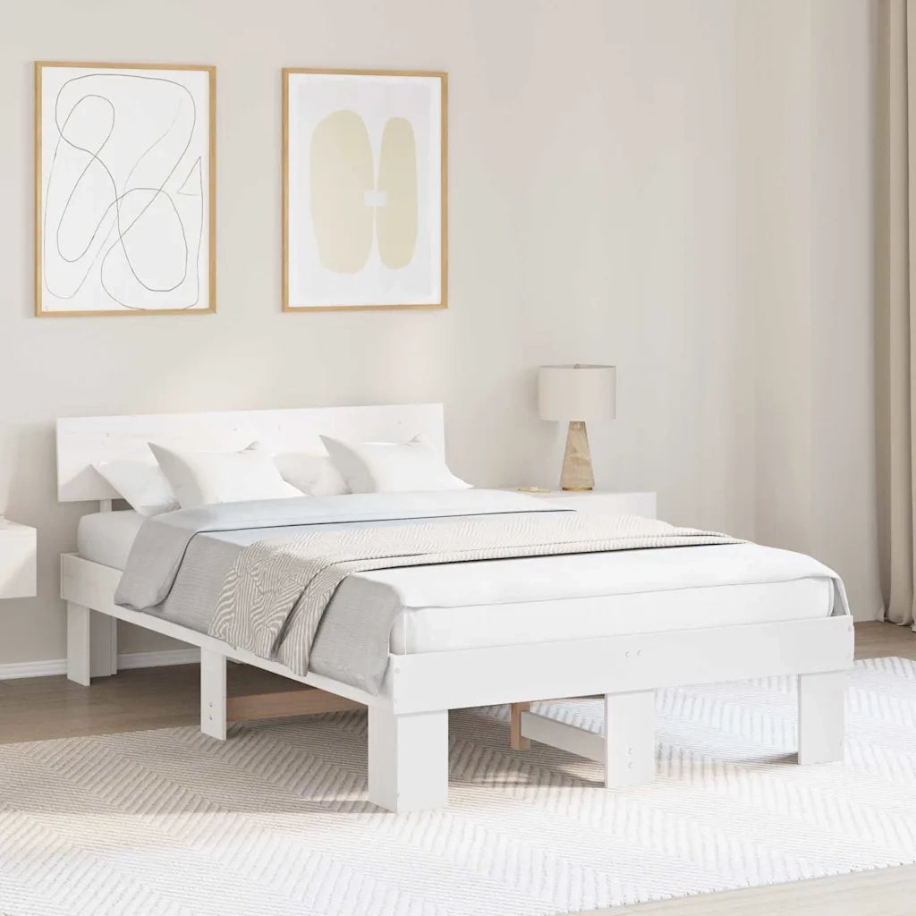 Struttura del letto Bianco 120 x 200 cm Pino massello