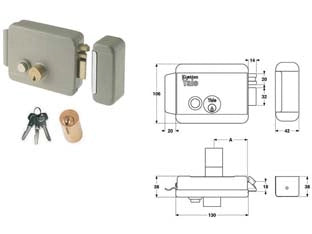 ELETTROSERRATURA PER CANCELLI CON PULSANTE SENZA TETTO 6880- - mm.50 SX verniciata (Y68800502) -  YALE