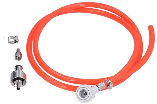 Accessori per Vaso di Birra - Tubo di Gas con Blocco a Sfera - 1,7m Tubo - Dose di Anidride Carbonica - Morsetto per Tubo - Acciaio Inossidabile