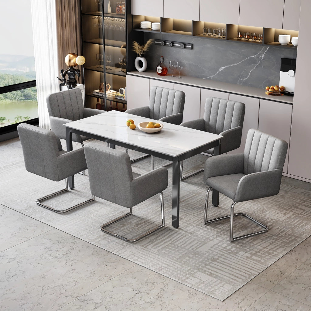 Set 2 Sedie da Pranzo Imbottite ¨C MINIMAL ¨C Struttura Metallo, Similpelle Grigio