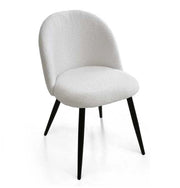 POLTRONA IMBOTTITA IN TESSUTO TEDDY COLORE BIANCO GAMBE IN METALLO NERO 48X50X79 CM PORTATA MAX 130 KG