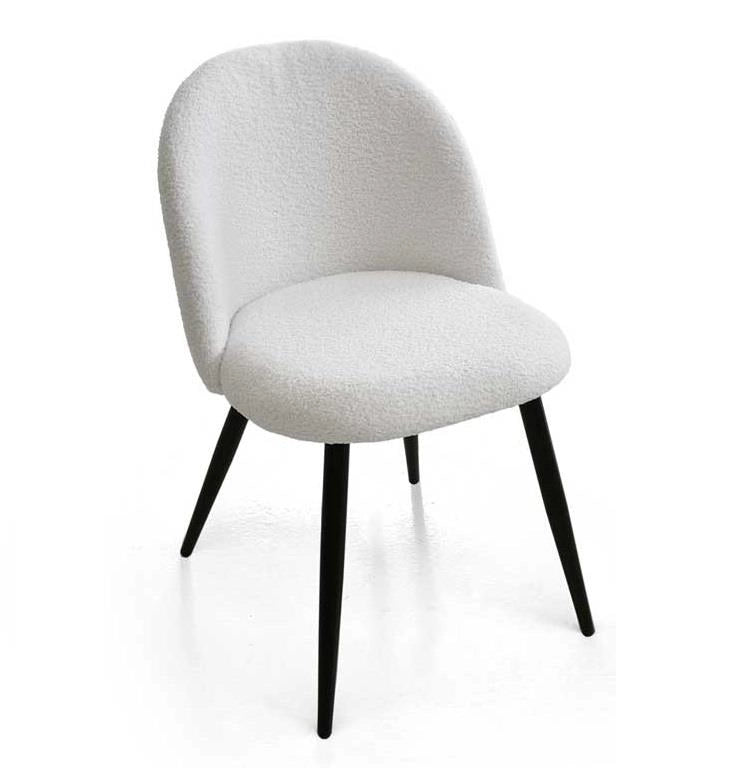 POLTRONA IMBOTTITA IN TESSUTO TEDDY COLORE BIANCO GAMBE IN METALLO NERO 48X50X79 CM PORTATA MAX 130 KG