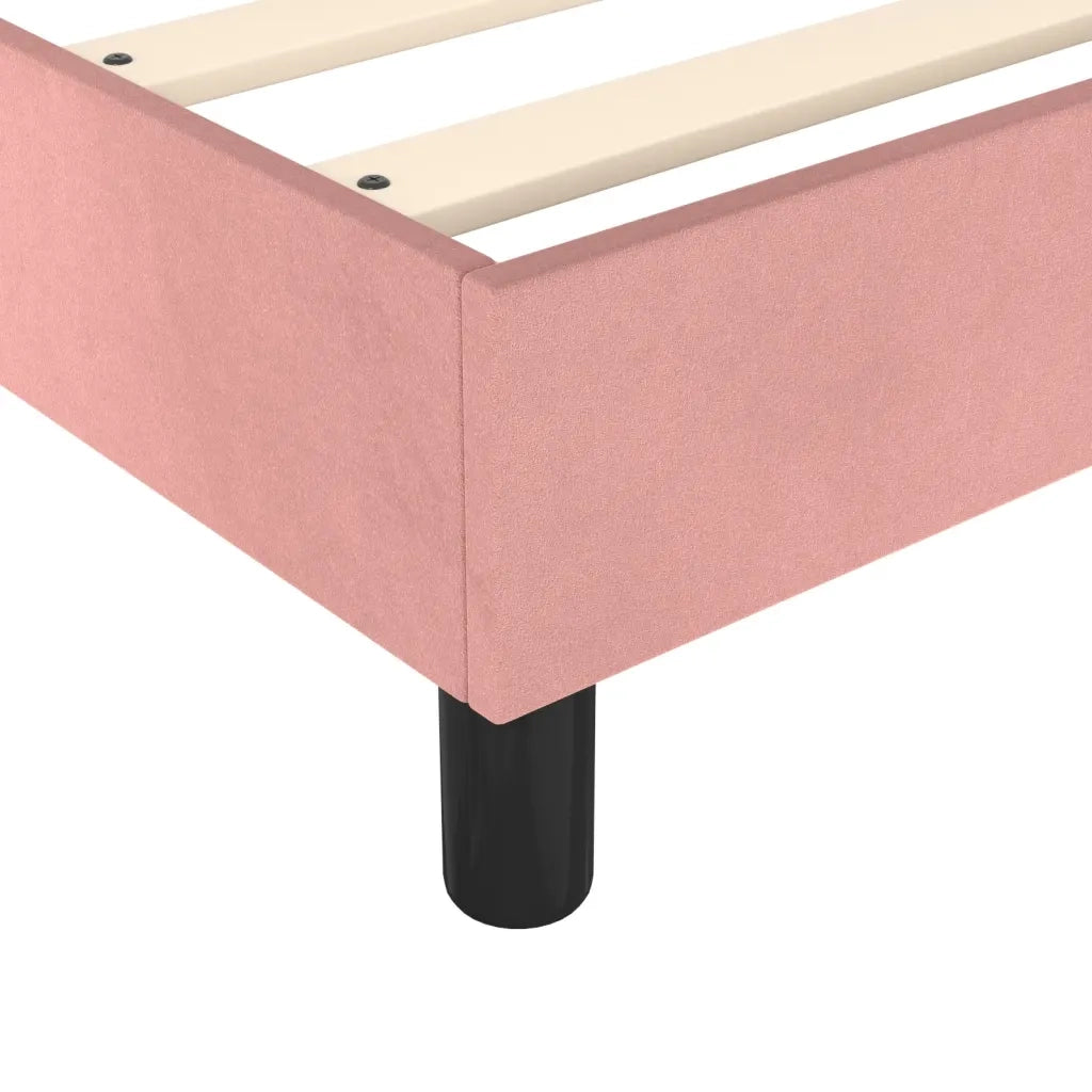 Struttura Letto a Rete a Molle-Giroletto Rosa 90x200 cm in Velluto 407029