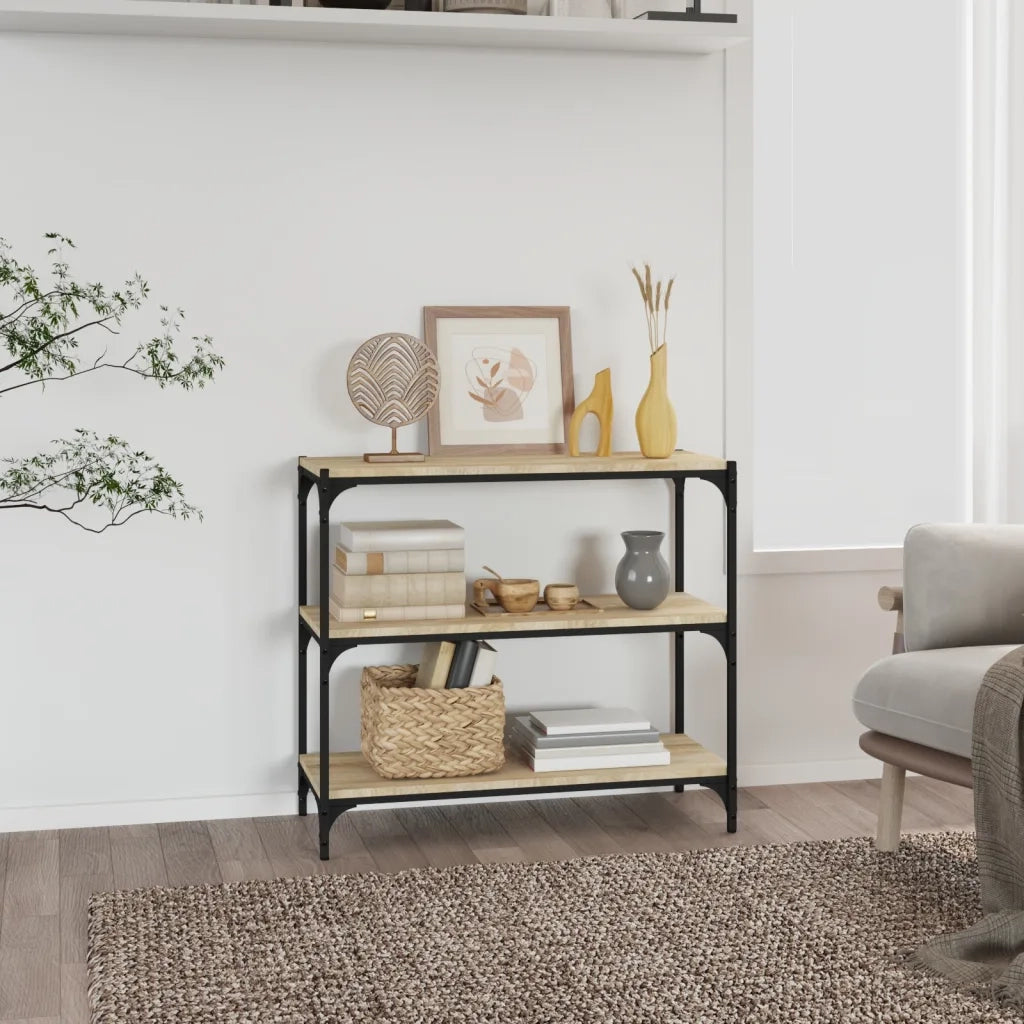 Libreria-Scaffale per Libri-Mobile di Stoccaggio Rovere Sonoma 80x33x70,5cm Legno Multistrato e Acciaio