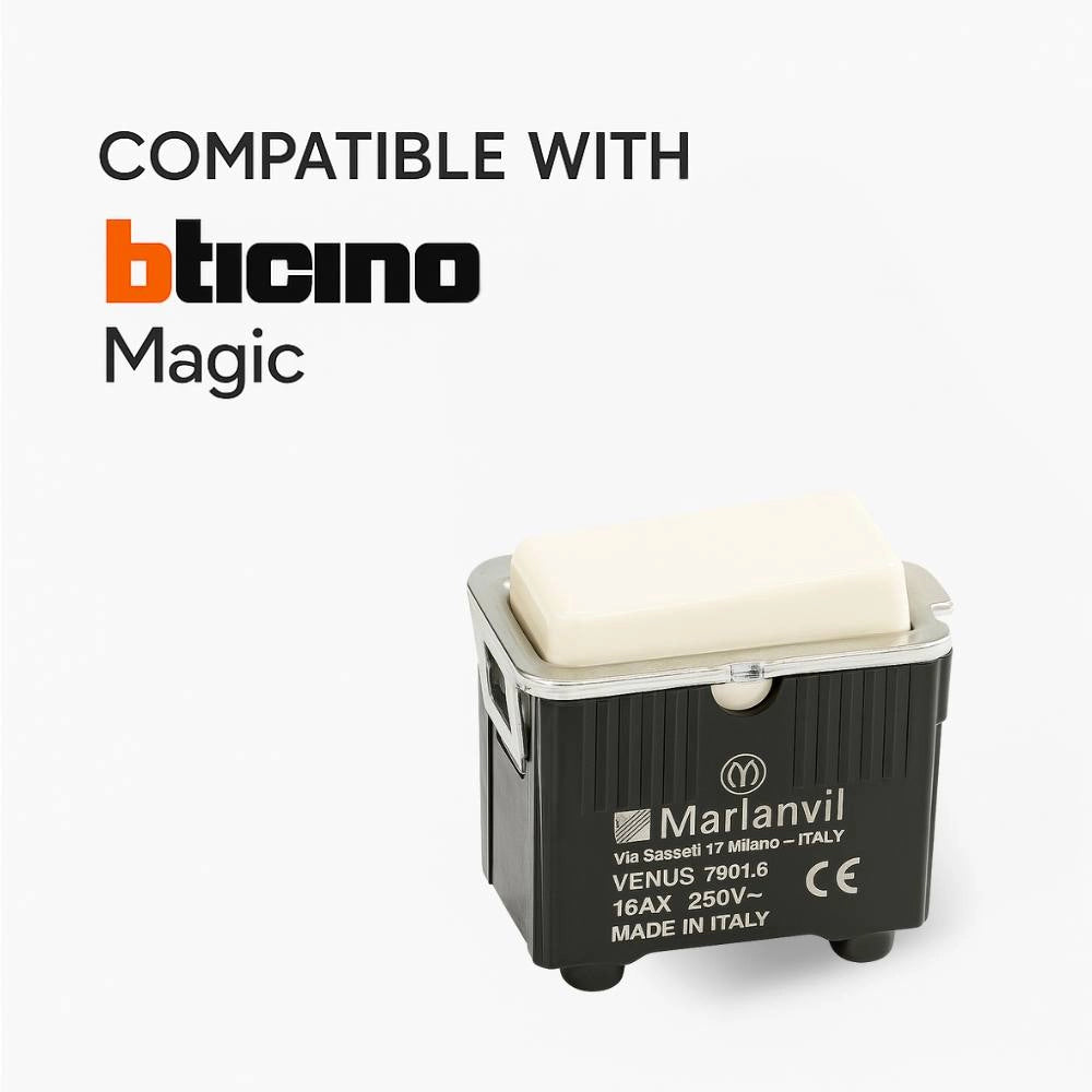 Deviatore marlanvil venus 16a 250v bianco 1 modulo per impianti civili
