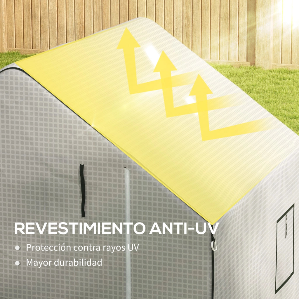 Serra da giardino con finestra e porta a rullo ¨C Minimal ¨C 140x143x190 cm bianco