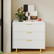 Cassettiera con 3 Cassetti e Design Moderno ¨C MINIMAL ¨C Bianco e Oro 80x40x72 cm