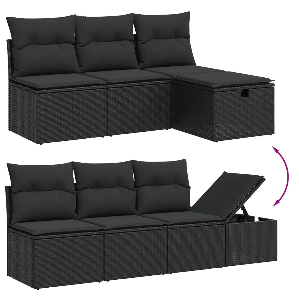 Set Divani da Giardino con Cuscini 8 pz Nero in Polyrattan 3263221