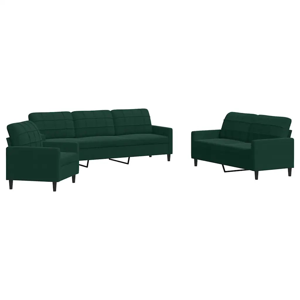 Set di Divani 3 pz con Cuscini Verde scuro in Velluto 3278433
