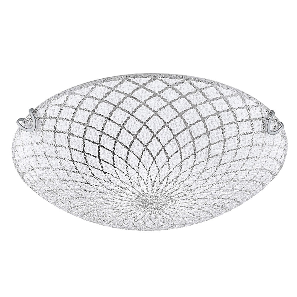 Plafoniera Applique in Vetro Tonda Bivio effetto Cristallo Diametro: Ø 40 mm
