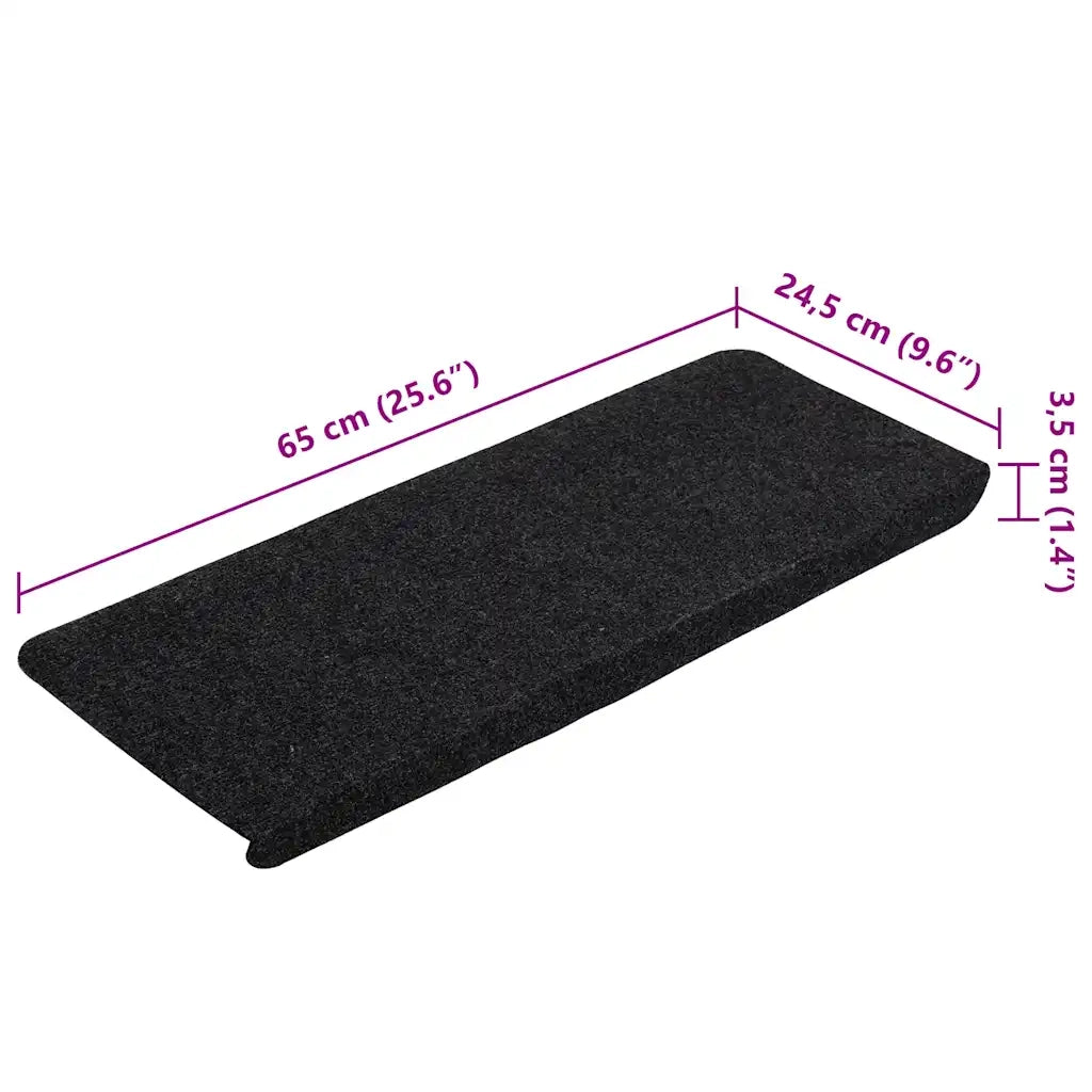 Tappetini Autoadesivi per Scale 30 pz | Gradini per Scale Neri 65x24,5x3,5 cm