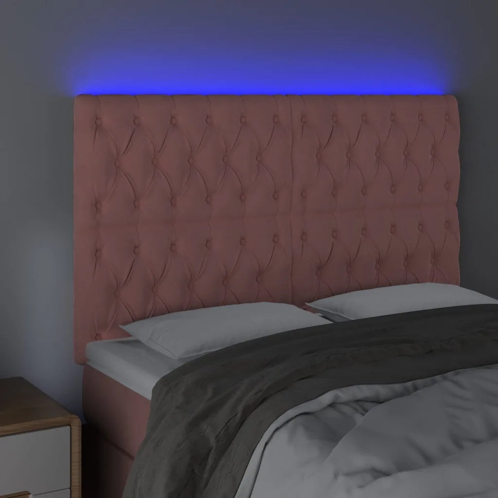 Testiera | Testata a LED Rosa 144x7x118/128 cm in Velluto