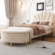 letto imbottito velluto beige 90 x 200 cm