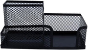 Organizzatore per ufficio in metallo - 3 compartimenti - Scatola di archiviazione - Articoli per ufficio - Portacenere - Supporto per penne - 105 x 205 x 100 mm