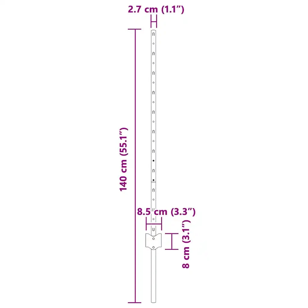 Palo della recinzione 5 pz Argento 100 cm Acciaio CFW8785090