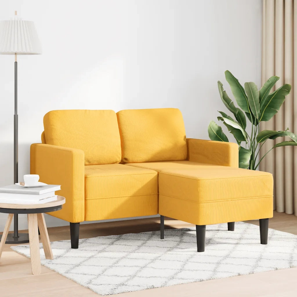 Divano | Divano da soggiorno | Sofa 2 Posti con Chaise longue a L Giallo Chiaro 125 cm Lino