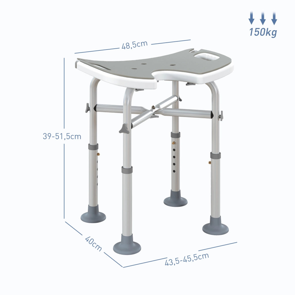 Sgabello da doccia regolabile 39-51,5 cm ¨C Xylo ¨C con maniglia e ventose grigio