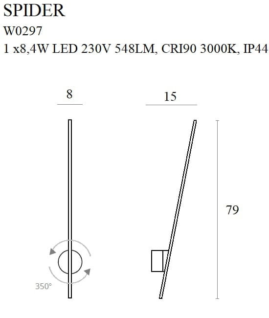 Applique oro moderna Spider LED 8,4W IP44 Maxlight