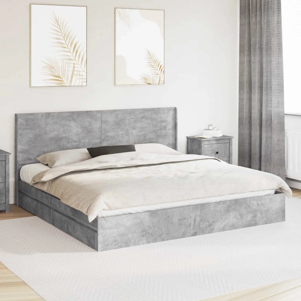 Struttura del letto con stoccaggio e testata Grigio Cemento 3413998