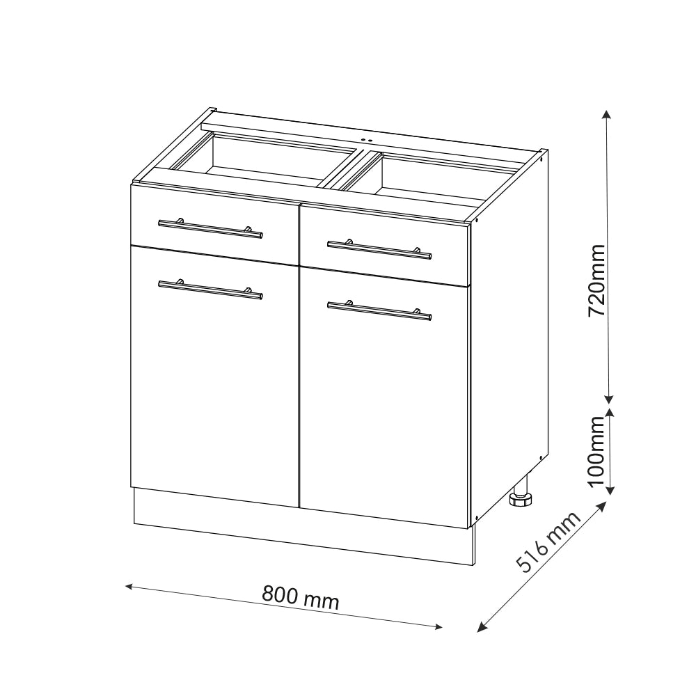 Vicco Cassettiera da bagno Bianco lucido 80 x 82 cm senza piano di lavoro