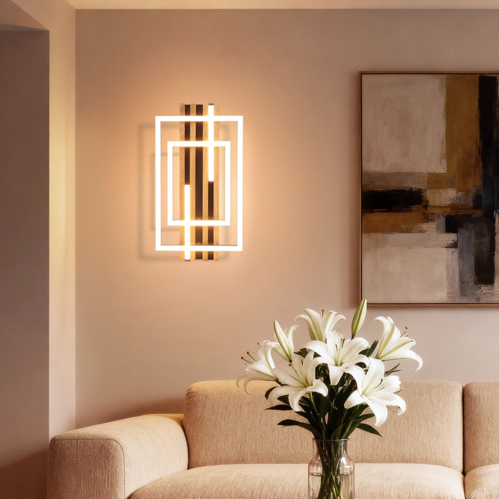 ZMH Plafoniera moderna LED quadrata geometrica in metallo 38cm 34W con telecomando per soggiorno camera da letto