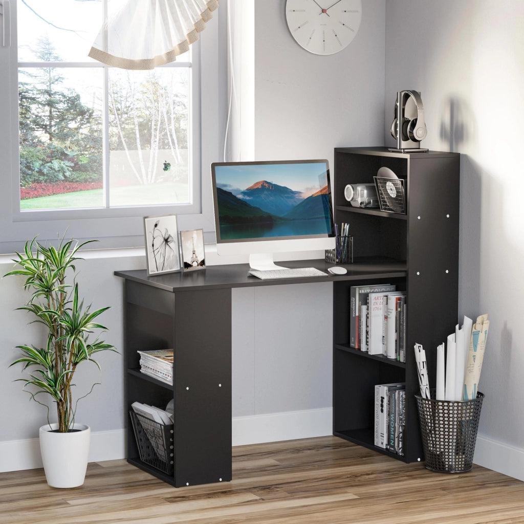 Scrivania Computer con Cassetti e Ripiani ¨C zephmum ¨C Nero 120x55x120 cm