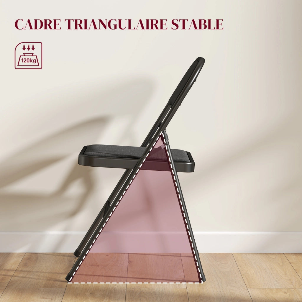 Set 4 Sedie Pieghevoli da Pranzo ¨C Xylo ¨C Struttura Metallo Nero 45x46x78cm