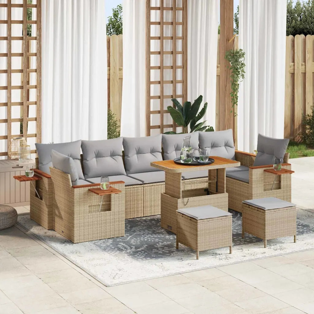 Set Divano da Giardino 13 pcs Beige e Grigio Chiaro polyrattan