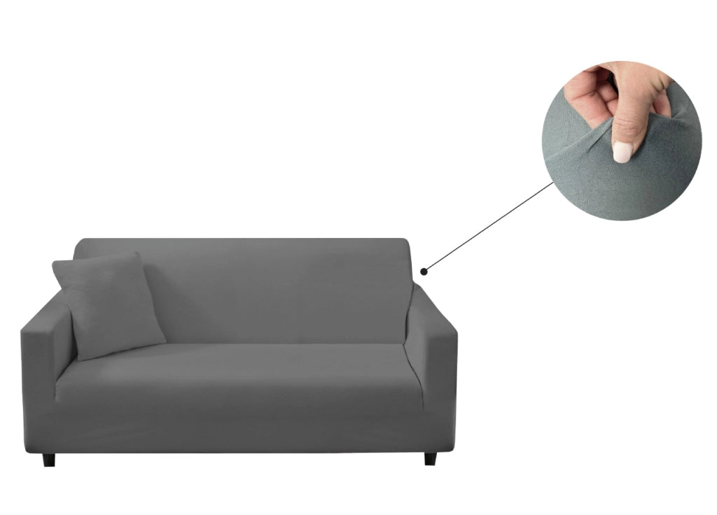 Copridivano Antimacchia Elasticizzato Penisola Componibile Tinta Unita Modello Perfetto - 2 Posti - Grigio Scuro