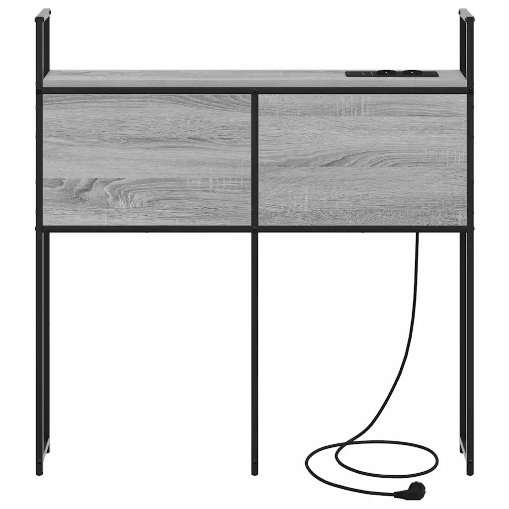 Testiera con Stazione di Carica e Storage-Testiera Multifunzionale-Testata Grigio sonoma 90 cm